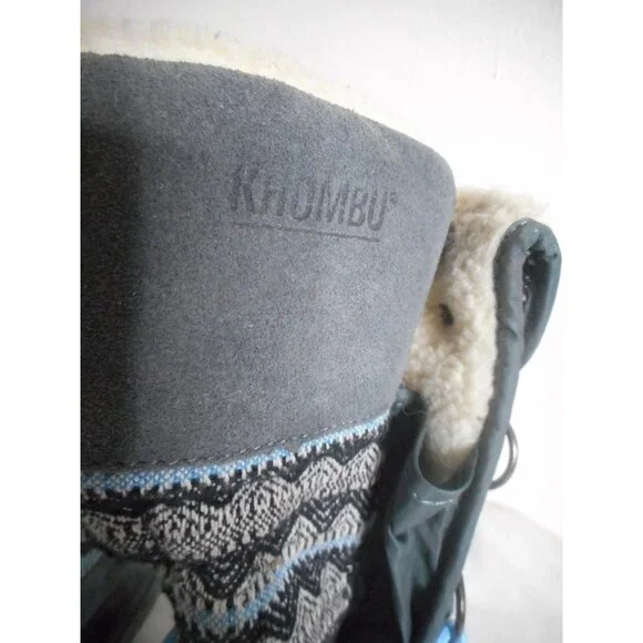 Khombu Mara Insulated Lace Up Snow Boots Gray/Black/Blue Women’s Size 9 - Picture 2 of 9